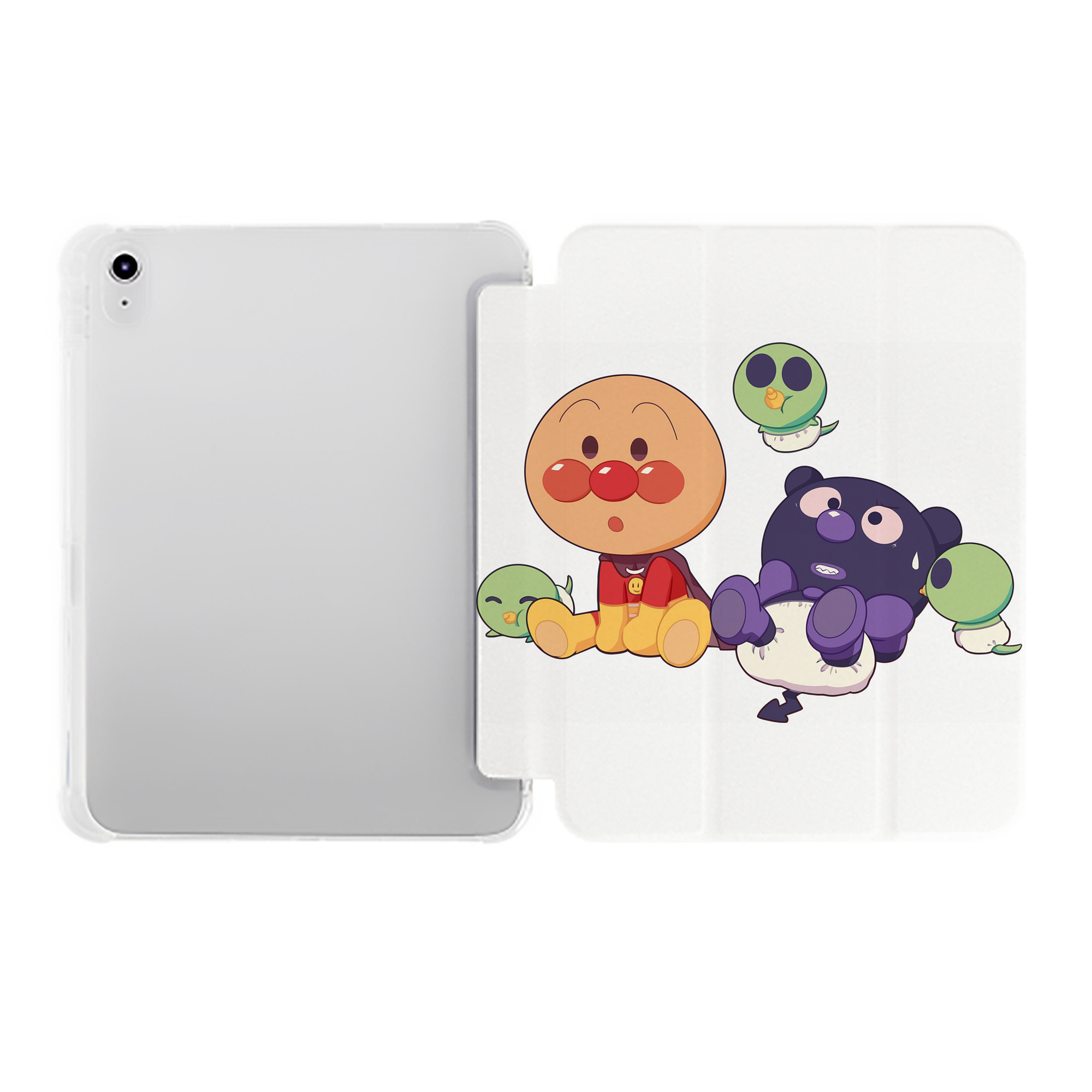 （画像用） アンパンマン Anpanman IPad ケース ペン収納付き 三つ折りスタンド PUレザー×シリコン 対応機種9.5/10.5/10.9インチ